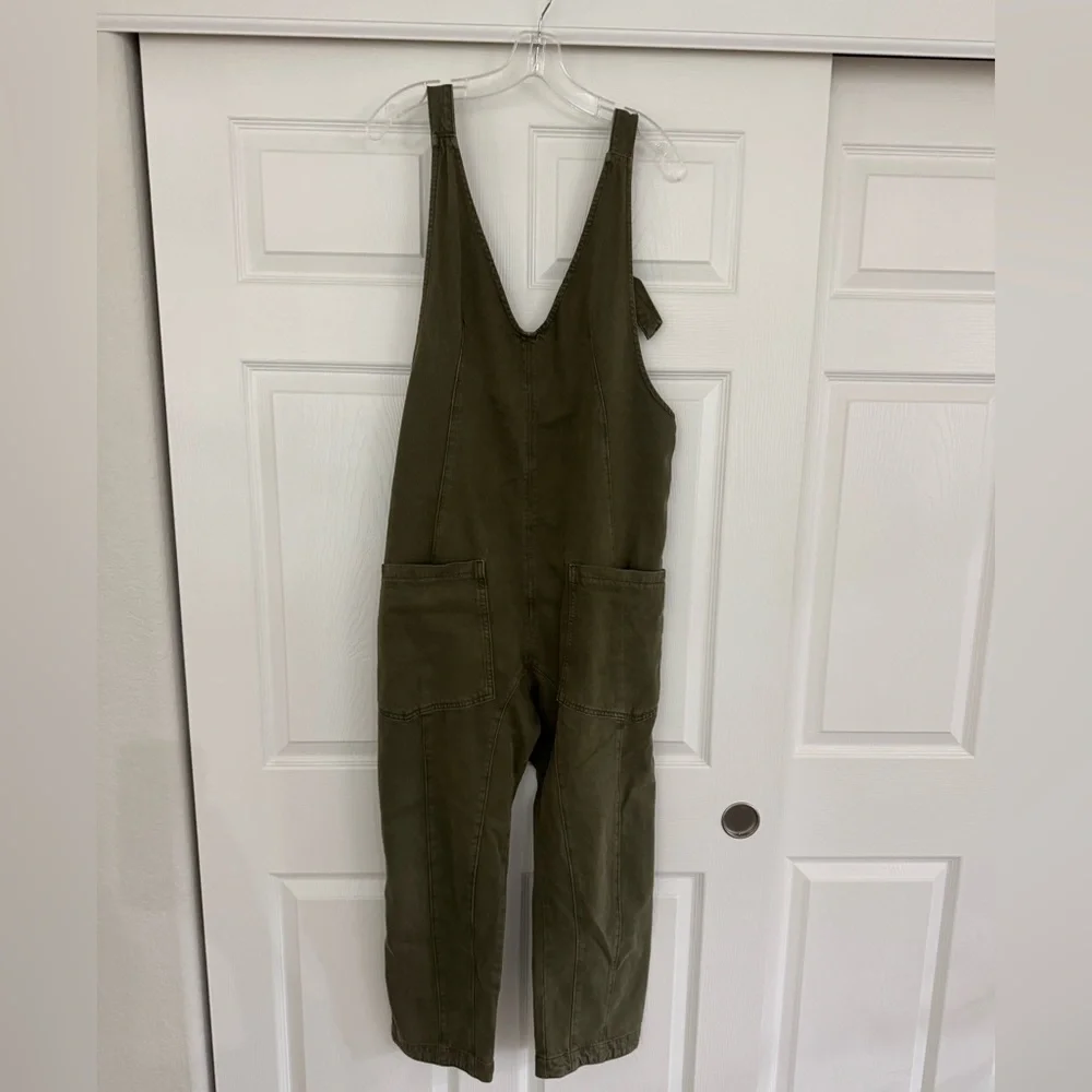 Free People Denim Jumpsuit Sz S in Olive - Picture 3 of 7